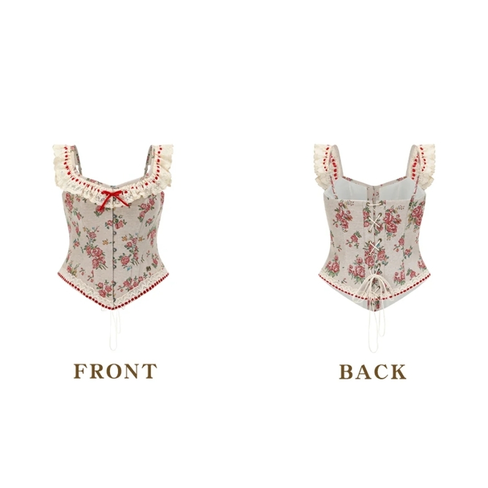 Lacemade Rosey Christmas Cottage Corset Size 4XL - Picture 3 of 6